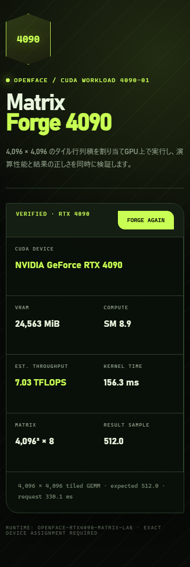 RTX 4090 Matrix Lab mobile verification